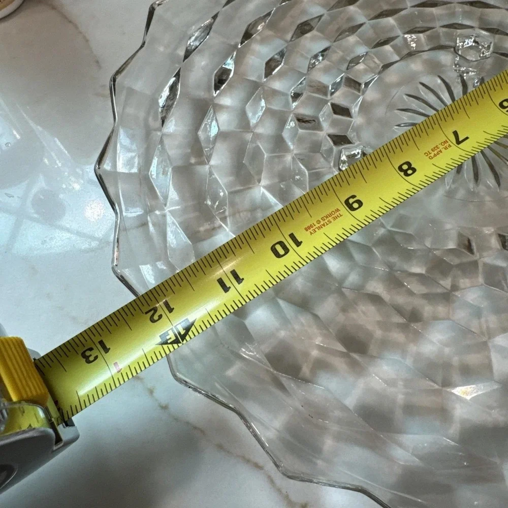 Fostoria American Clear Pressed Glass 12.5 inch Footed Cake Plate Vintage